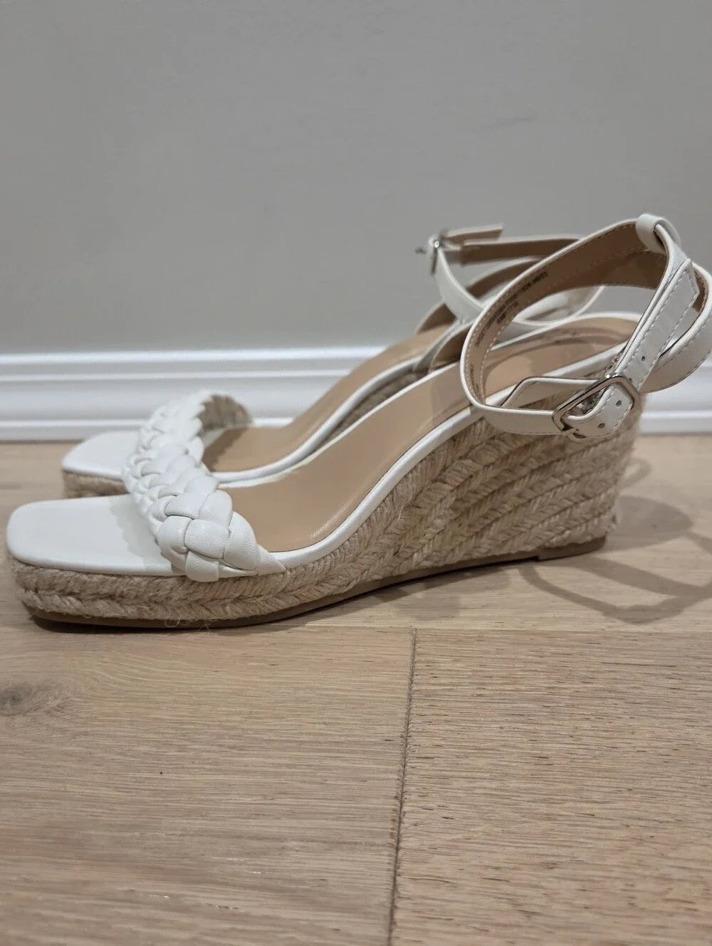 A New Day White Joyce Braided Espadrille Wedge Sandals Size 10